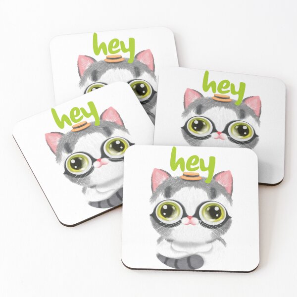 Item preview, cat says hey designed and sold by qofebean.