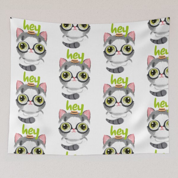 Item preview, cat says hey designed and sold by qofebean.