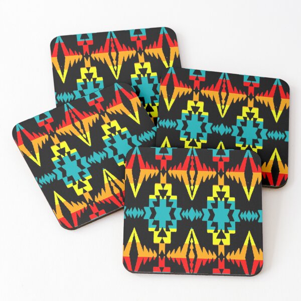 Item preview, Black / Turquoise Fire Native Blanket Print designed and sold by JMWCD.
