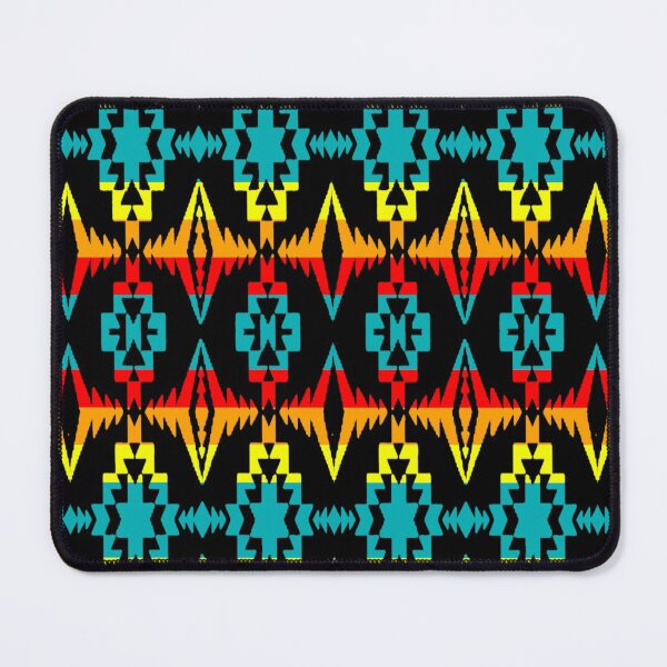 Item preview, Black / Turquoise Fire Native Blanket Print designed and sold by JMWCD.