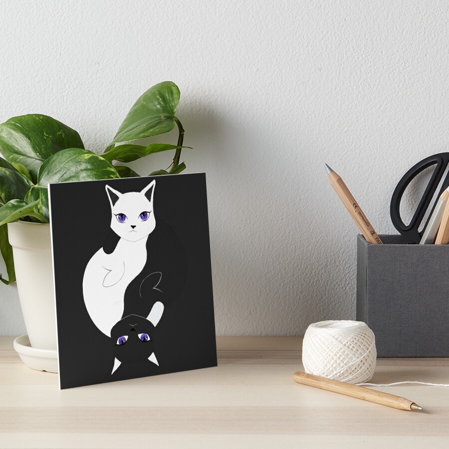 Eternal Cat Love Sticker Yin Yang Balancing Cats Clock Art Board Print By Pinkmadness Redbubble