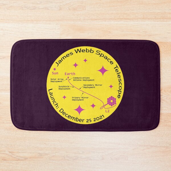 Item preview, JWST space telescope launch & deployment December 25 2021 logo (yellow) designed and sold by SolidEarthArt.