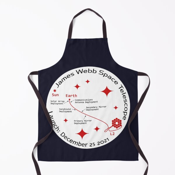 Item preview, JWST space telescope launch & deployment December 25 2021 logo (white) designed and sold by SolidEarthArt.