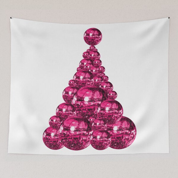 Aperçu de l'œuvre Sapin de Noël boule disco rose magenta des années 70 créée et vendue par Deborah Camp.