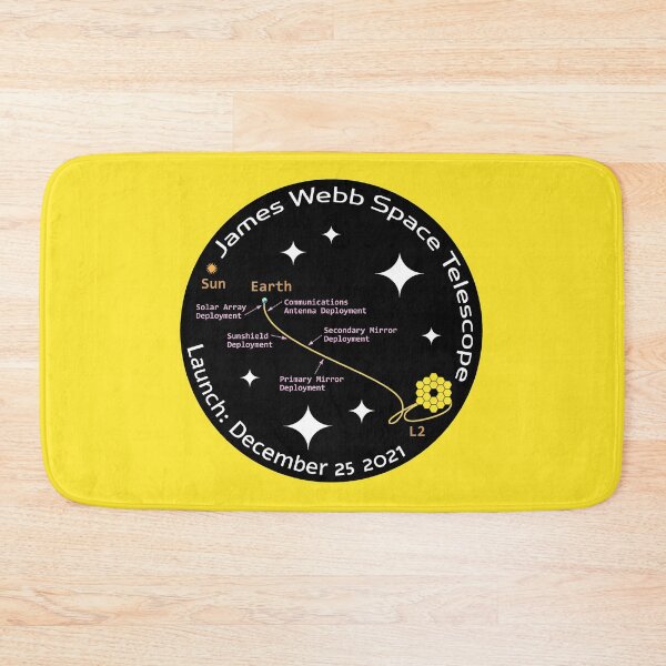 Item preview, JWST space telescope launch & deployment December 25 2021 logo (black) designed and sold by SolidEarthArt.