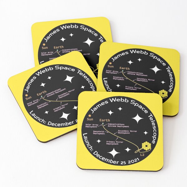 Item preview, JWST space telescope launch & deployment December 25 2021 logo (black) designed and sold by SolidEarthArt.