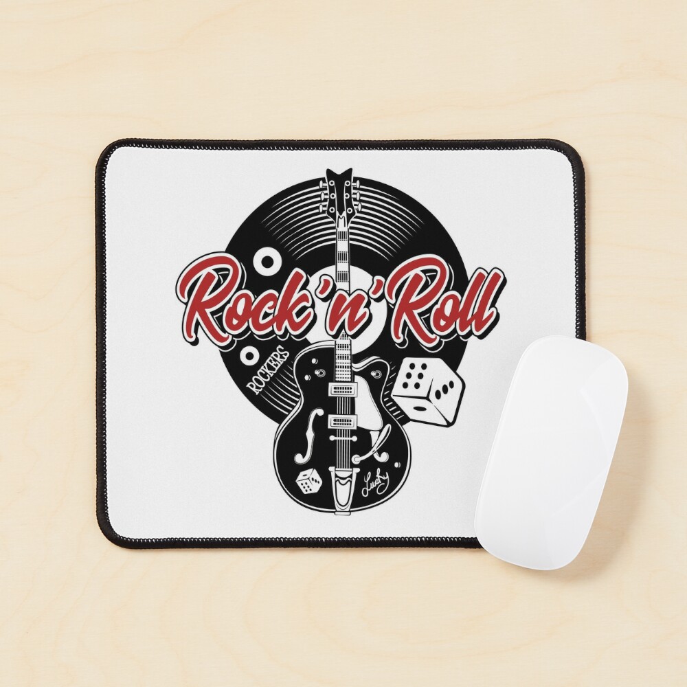 Rockabilly Music Rock n Roll Red White and Black Dice Rockers Guitars  Poster by MemphisCenter