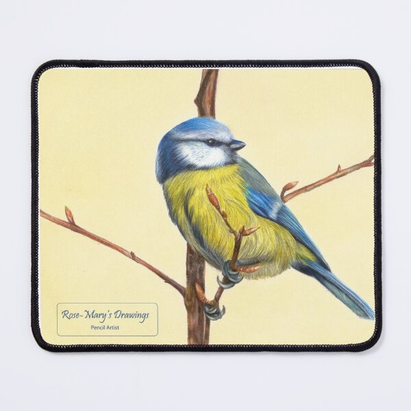 Item preview, Blue and Yellow Bird in colored pencil designed and sold by rosemarydrawing.