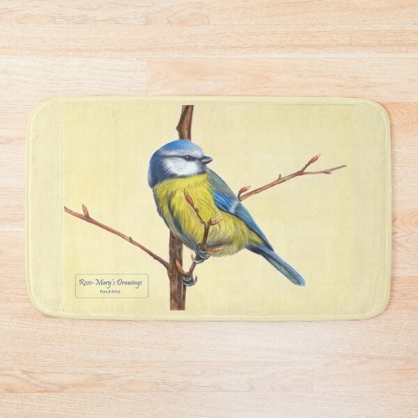 Item preview, Blue and Yellow Bird in colored pencil designed and sold by rosemarydrawing.