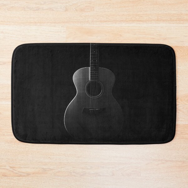 Item preview, Acoustic guitar on black background in black and white designed and sold by Lisa Thomas.