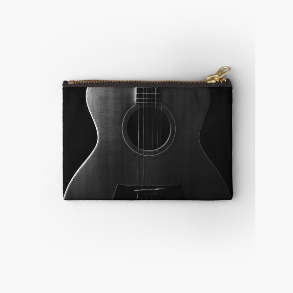 Item preview, Acoustic guitar on black background in black and white designed and sold by Lisa Thomas.