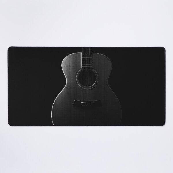 Item preview, Acoustic guitar on black background in black and white designed and sold by Lisa Thomas.