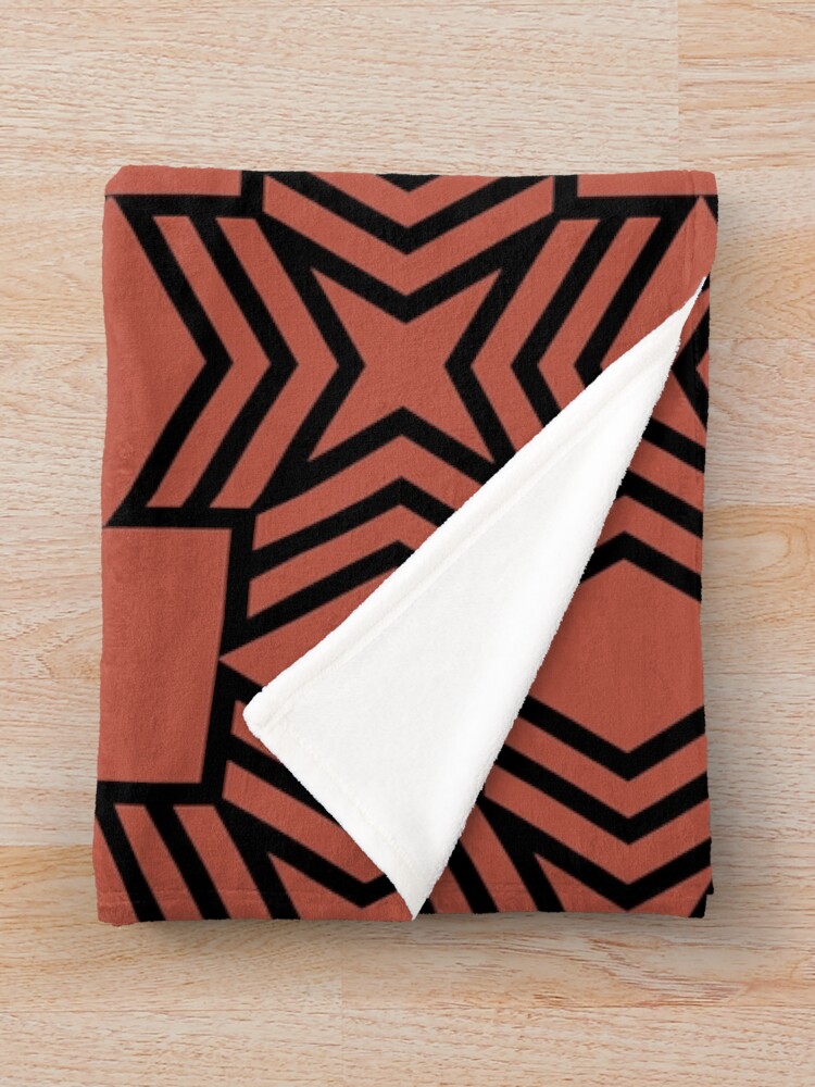 Thumbnail 3 von 6, Fleecedecke, Black and Red Geometric Star Square Pattern - Dunn and Edwards 2022 Trending Color Red River DE5125 designt und verkauft von ColorOfTheYears.
