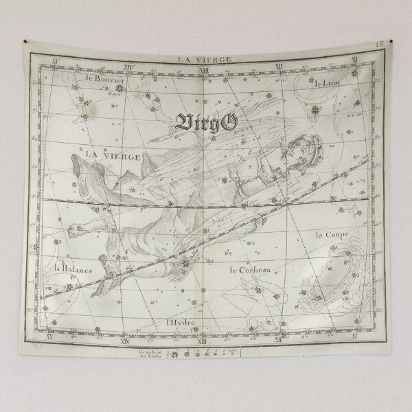 Item preview, Virgo zodiac sign, vintage star map year 1795 designed and sold by NineJuly.