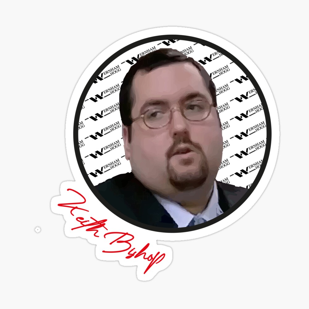 UK The Office: Keith Bishop Wernham Hogg Badge. Stylised Vector Art