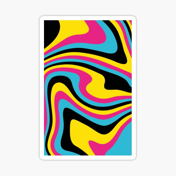 Black, yellow, pink and blue marble Sticker
