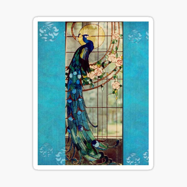 Stained Glass Peacock Sticker