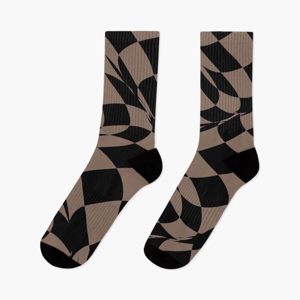 Artikelvorschau, Black and Brown Distorted Checkerboard Pattern Pairs DE 2022 Trending Color Wandering Road DE6076 entworfen und verkauft von ColorOfTheYears.