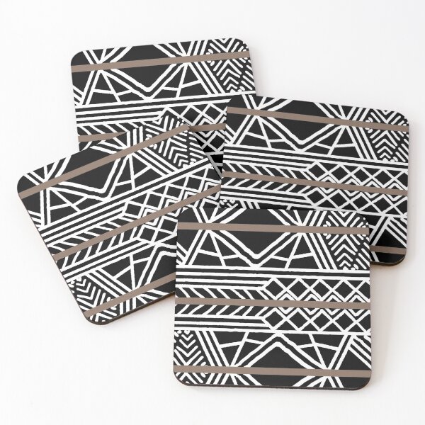 Artikelvorschau, Brown Black and White Mud Cloth Stripe Pattern Pairs DE 2022 Trending Color Wandering Road DE6076 entworfen und verkauft von ColorOfTheYears.