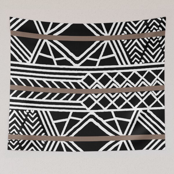 Item preview, Brown Black and White Mud Cloth Stripe Pattern Pairs DE 2022 Trending Color Wandering Road DE6076 designed and sold by ColorOfTheYears.