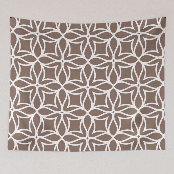 Item preview, Brown and White Line Art Flower Petal Pattern Pairs DE 2022 Trending Color Wandering Road DE6076 designed and sold by ColorOfTheYears.
