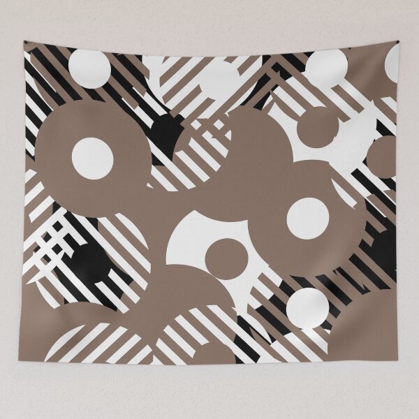 Item preview, Brown Black and White Retro Circle Stripe Pattern Pairs DE 2022 Trending Color Wandering Road DE6076 designed and sold by ColorOfTheYears.