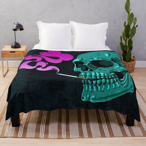 Item preview, Funny turquoise smoking skull designed and sold by NoahDea.