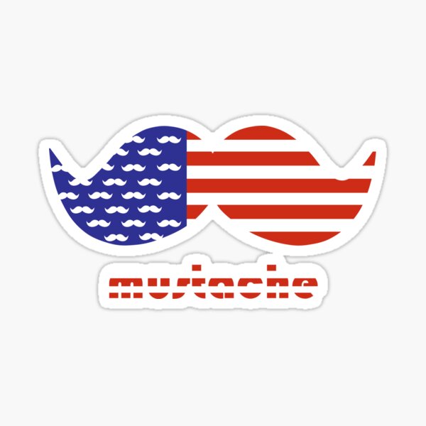 American Flag Mustache Vinyl Sticker - 4th Of July Patriotic Decal - Waterproof Bumper Laptop Sticker - 5 Inch