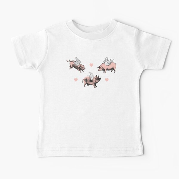 Flying Pigs Pattern | Vintage Pigs | When Pigs Fly | Pigs with Wings | Baby T-Shirt