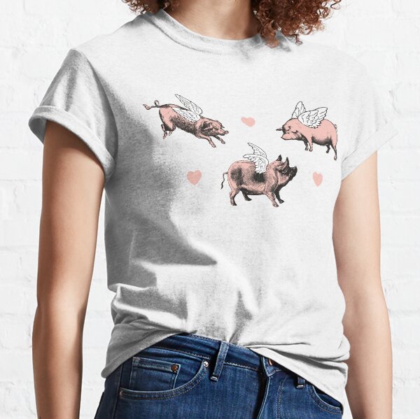 Flying Pigs Pattern | Vintage Pigs | When Pigs Fly | Pigs with Wings | Classic T-Shirt