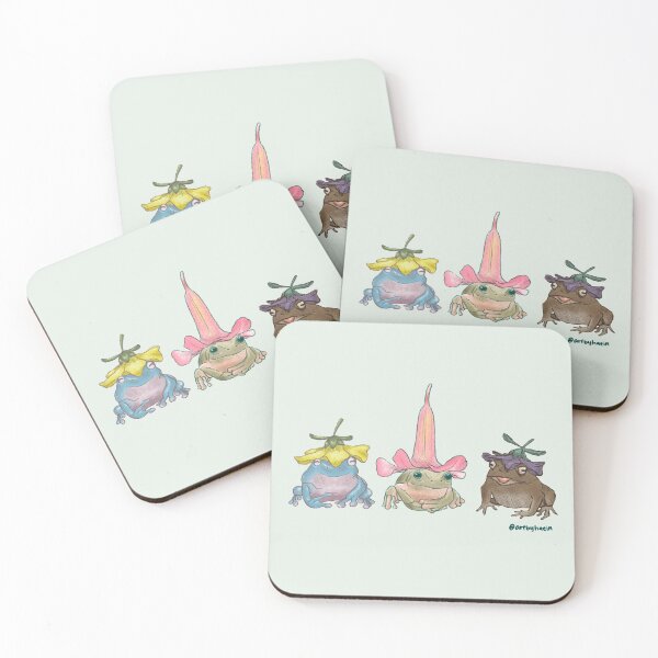 Item preview, trio of flowery cottagecore frogs  designed and sold by haeng.un.