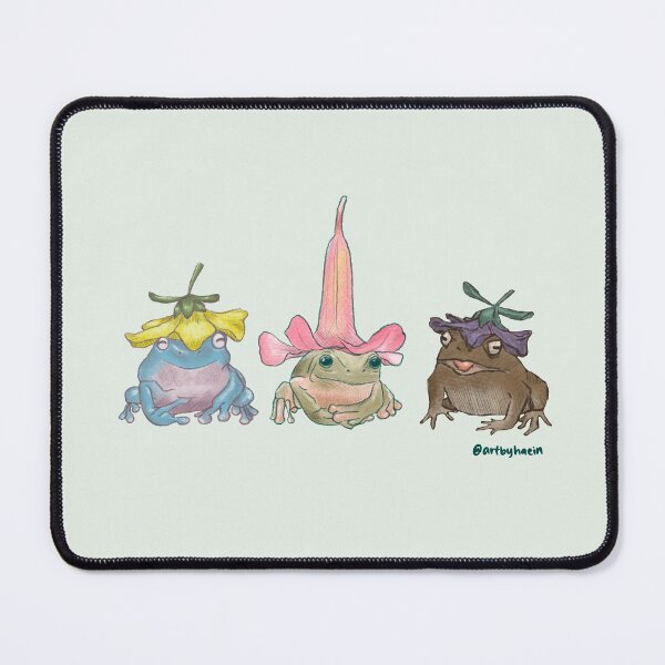 Item preview, trio of flowery cottagecore frogs designed and sold by haeng.un.