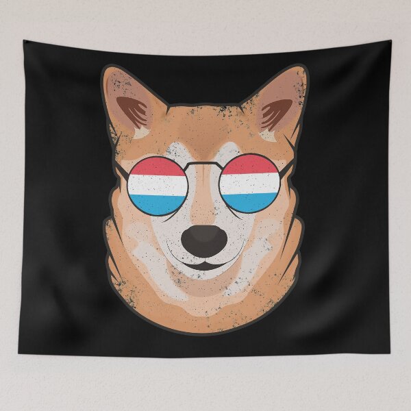 Item preview, Vintage Patriotic Shiba Inu Luxembourger Flag designed and sold by feether-store.