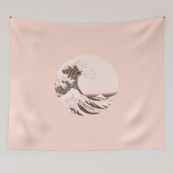 Item preview, Kanagawa Japanese Art The Great Wave Pale Pink Pastel designed and sold by candymoondesign.