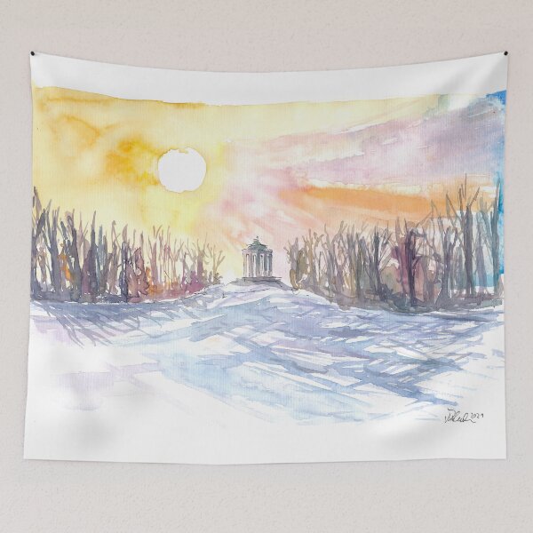 Item preview, Munich Monopteros Romantic English Garden in Winter Landscape Scene designed and sold by artshop77.