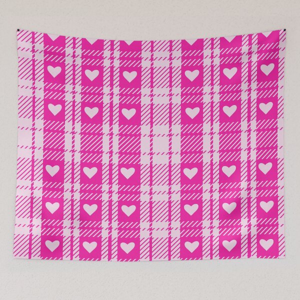Item preview, Valentine pink plaid gingham checkered  pattern with hearts  designed and sold by Yasminepatterns .