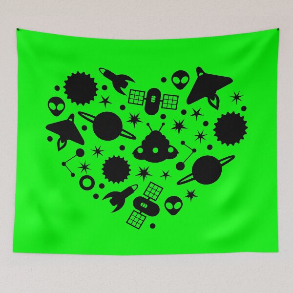 Item preview, alien happy valentines day heart black designed and sold by Gossip Rag.
