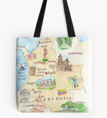 Colombie Carte Peinture Tote bag