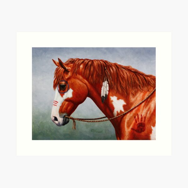 Original large War Pony paintings! Native American Indian equine stallion horse pinto palomino western popular country art mustang ranch rodeo