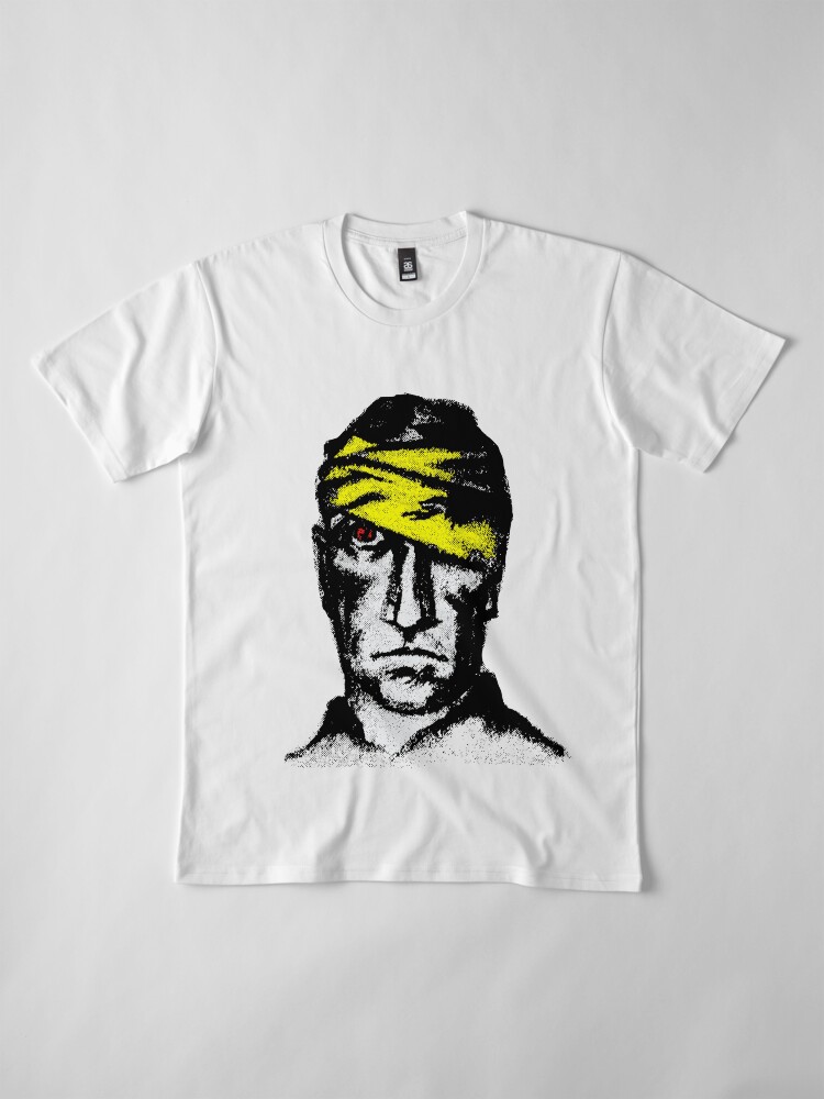 Alternate view of Injured Head Man with Red Eye and a Yellow Bandage Premium T-Shirt