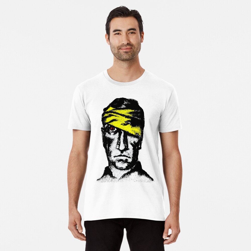 Injured Head Man with Red Eye and a Yellow Bandage Premium T-Shirt