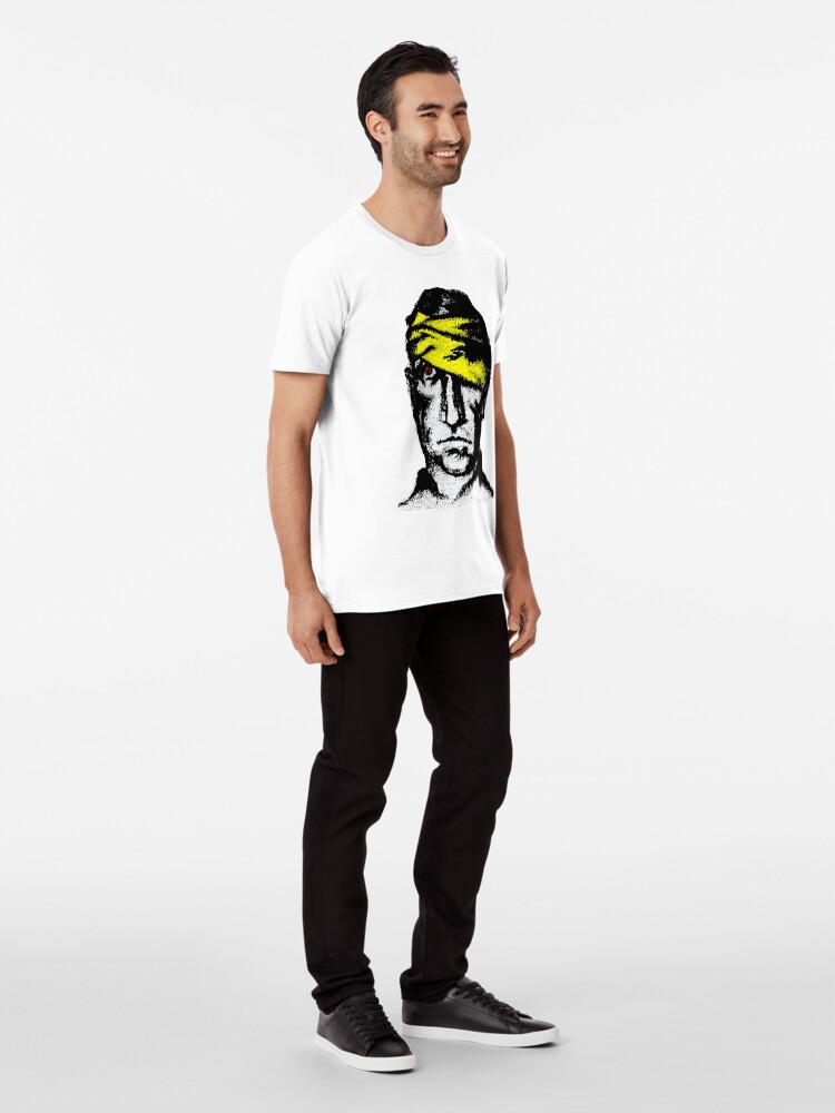 Alternate view of Injured Head Man with Red Eye and a Yellow Bandage Premium T-Shirt