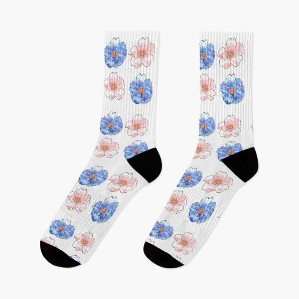 Aperçu de l'œuvre Motif de fleurs simples en rose et bleu créée et vendue par simonayoshida.