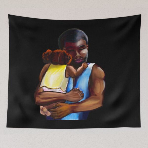 Item preview, The best Father’s Day gifts 2022. Father and child - Super hero dad -  Strong muscular black man cradling a baby designed and sold by Artonmytee.
