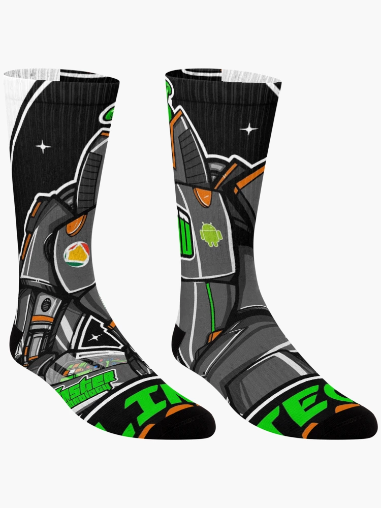 Aperçu 3 sur 5. Chaussettes avec l'œuvre Android créée et vendue par linuxtech.