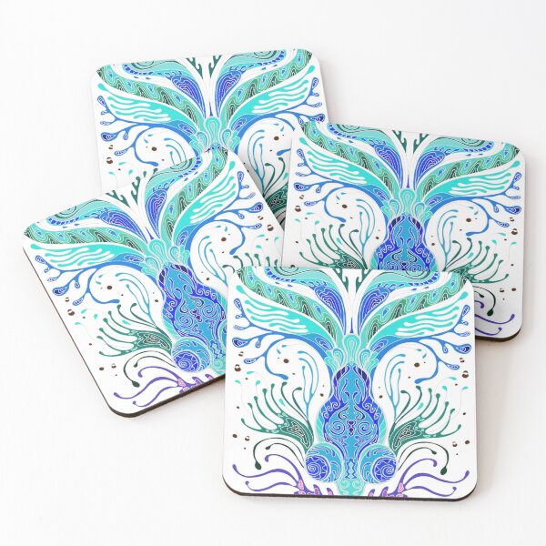 Item preview, Koi Goldfish in Blues on White designed and sold by AlteredAtelier.