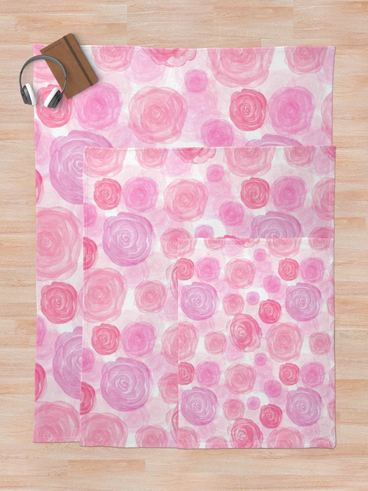 Thumbnail 5 of 6, Throw Blanket, Pink Roses Pattern designed and sold by InnaPo ⭐⭐⭐⭐⭐.