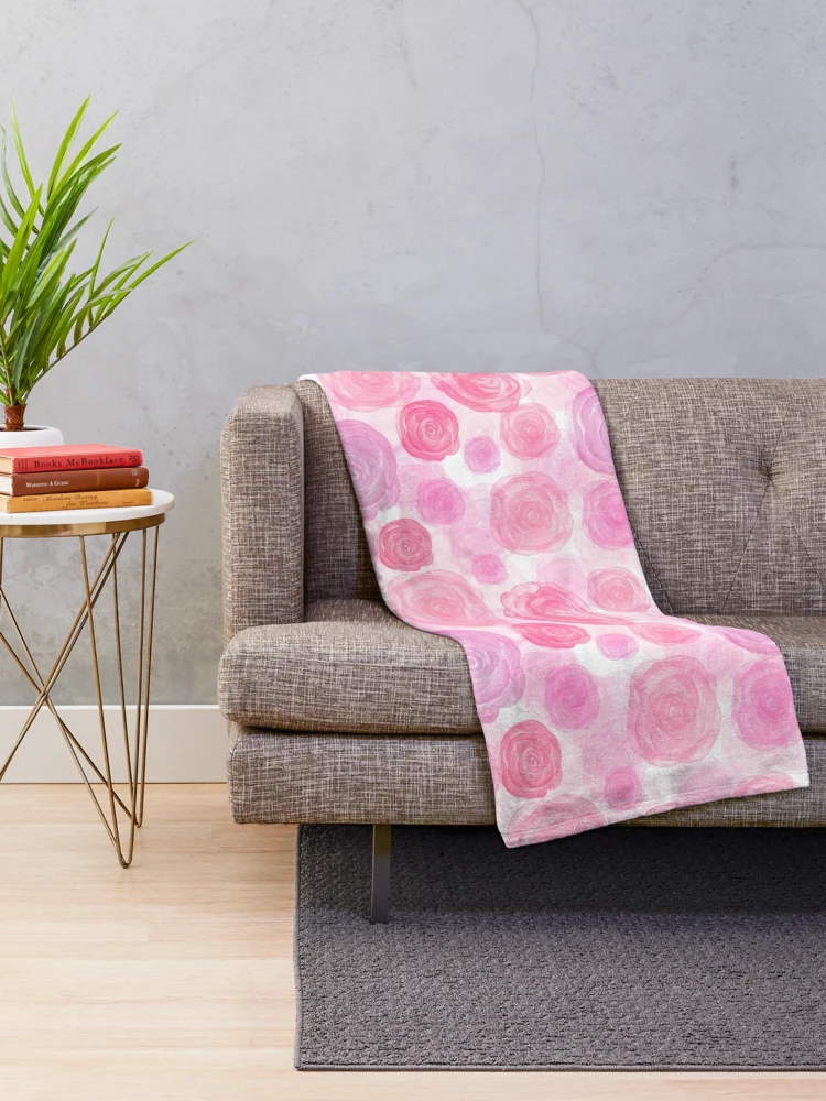 Thumbnail 2 of 6, Throw Blanket, Pink Roses Pattern designed and sold by InnaPo ⭐⭐⭐⭐⭐.