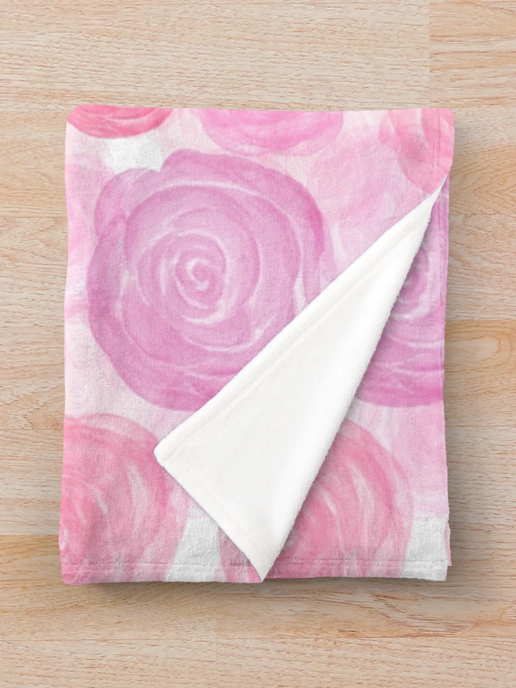 Thumbnail 3 of 6, Throw Blanket, Pink Roses Pattern designed and sold by InnaPo ⭐⭐⭐⭐⭐.