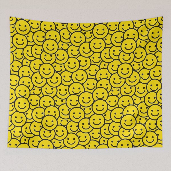 Item preview, Smiley Smile Yellow Hippie Face Pattern Happy Seventies designed and sold by Draculaura2009.